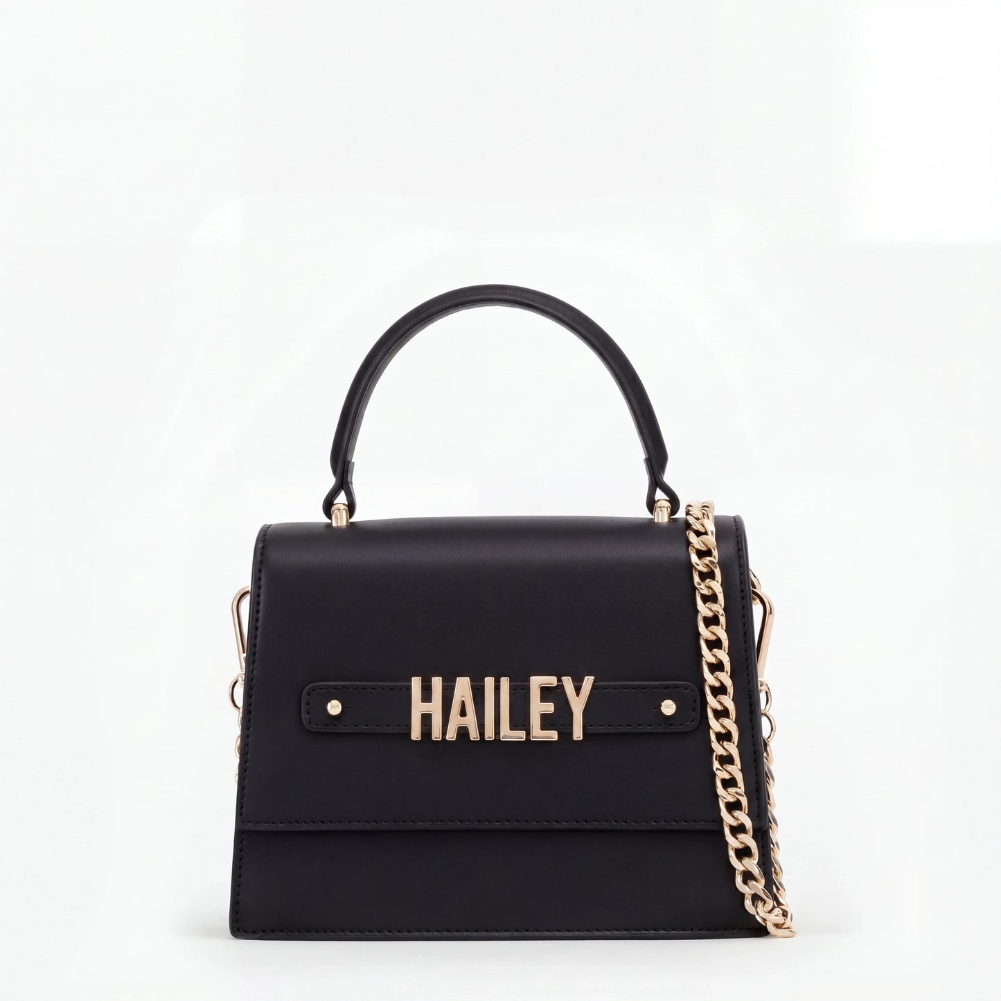 Black Evening Bag with Gold Personalised Hardware